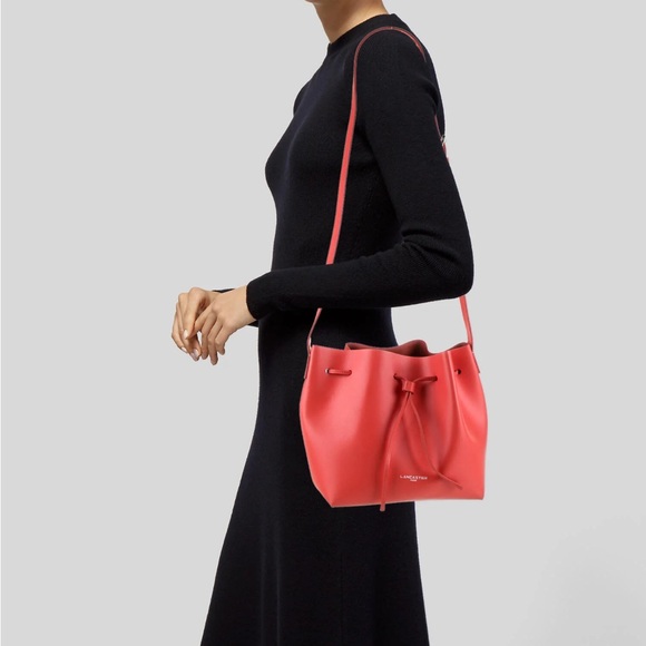 Lancaster Paris Orange Leather Bucket Bag - Picture 2 of 12